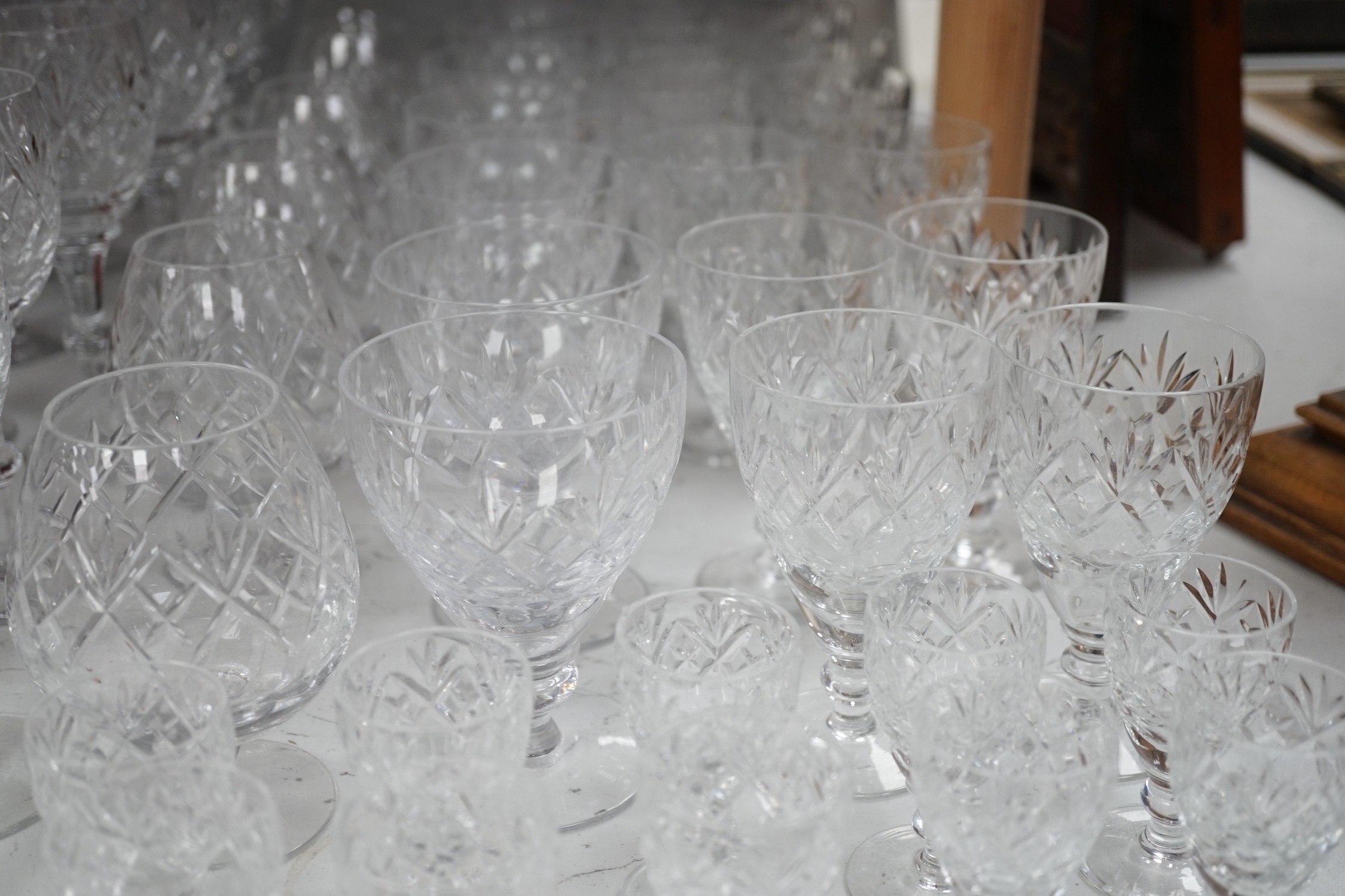 A collection of Royal Doulton glassware, to include: wine glasses, brandy balloons, etc.